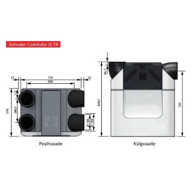 Zehnder plokštelinis rekuperatorius ComfoAir Q 450 TR (Q450 TR) 5 Zehnder plokštelinis rekuperatorius ComfoAir Q 450 TR (Q450 TR) 5