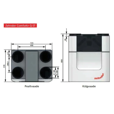 Zehnder plokštelinis rekuperatorius ComfoAir Q 600 ST (Q600 ST) 4